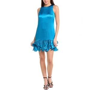 TAYLOR Crinkle Satin Mini Dress In Peacock Women’s Sz 8 NWT